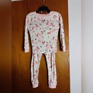 Pink and White Floral Pajama Set with Long Sleeves